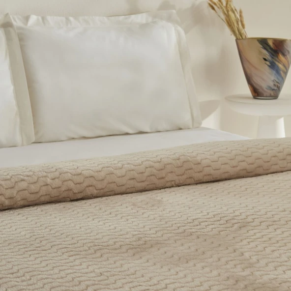 Karaca Home Raunda Ekru Çift Kişilik Weelsoft Battaniye - 3