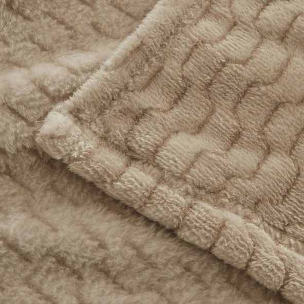 Karaca Home Raunda Ekru Çift Kişilik Weelsoft Battaniye - 4