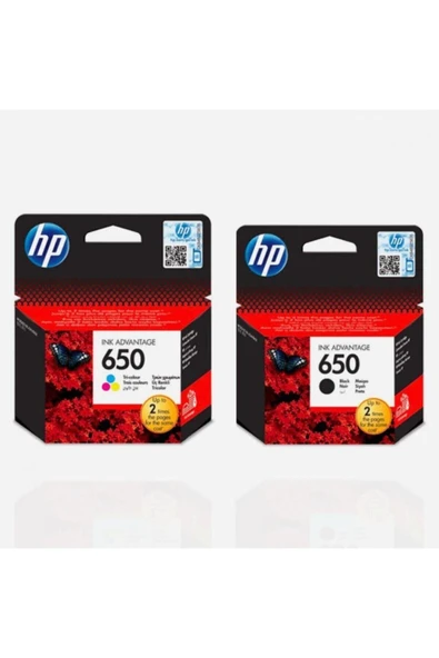 HP 650 Siyah CZ101AE ve Renkli CZ102AE 2'li Kartuş Seti