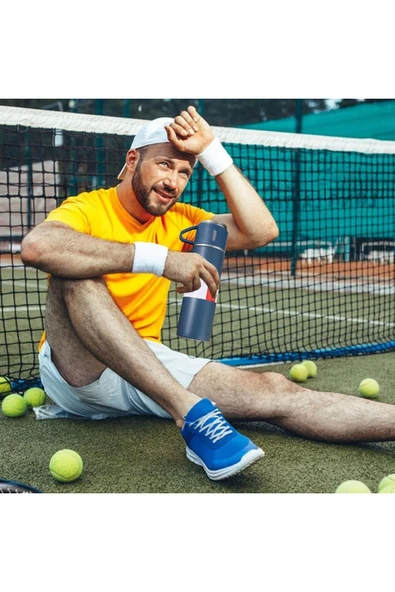 Mavi Piknik Kamp Termosu Paslanmaz Çelik 3 Bardaklı 500 Ml Vakumlu Çay Kahve Sıcak Soğuk Termos Seti - 6