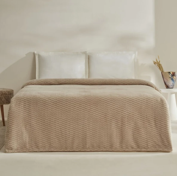 Karaca Home Raunda Ekru Çift Kişilik Weelsoft Battaniye