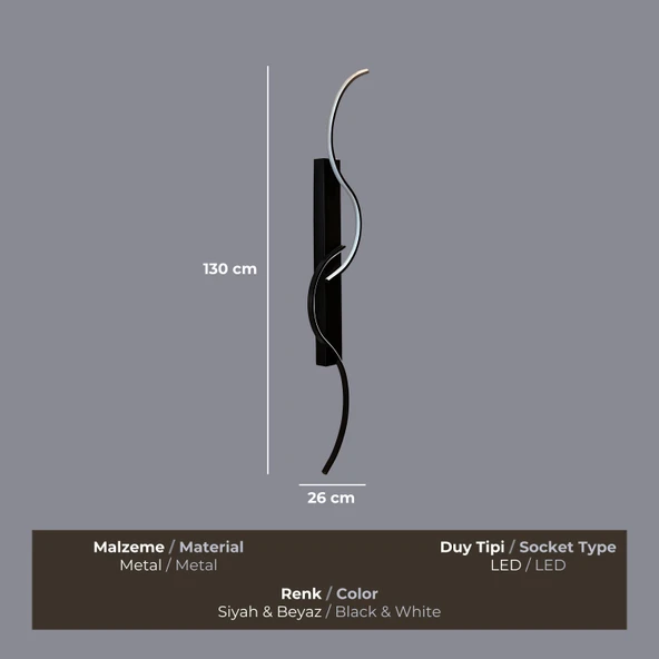 Spira LED Siyah Aplik - 3