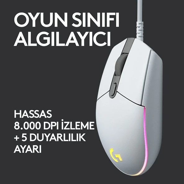 1.2508.9589 Logitech G G203 Lightsync Oyuncu Mouse Beyaz - 3