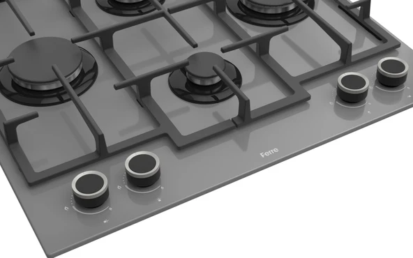 Ferre LN388 Gri Cam Ankastre Ocak (DÖKÜM IZGARA) - Resim 5