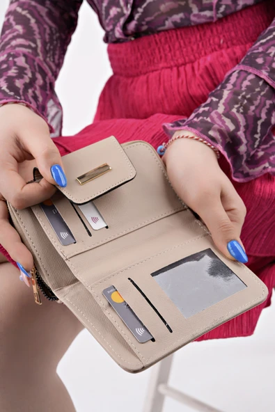 Muggo LUKA Bozuk & Kağıt Para Bölmeli Fermuarlı Kartlık Kadın Cüzdan - 4