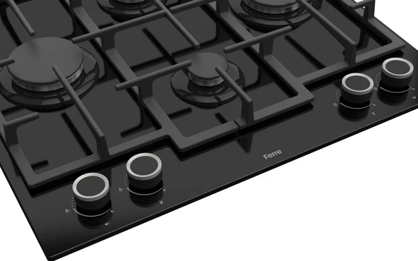 Ferre LN385 Siyah Cam Ankastre Ocak (DÖKÜM IZGARA) - Resim 5