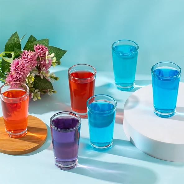 Porsima Glass 6591 Meşrubat Kahve Yanı Bardağı Sunumluk 6 Adet 100cc Shot Bardak - 2