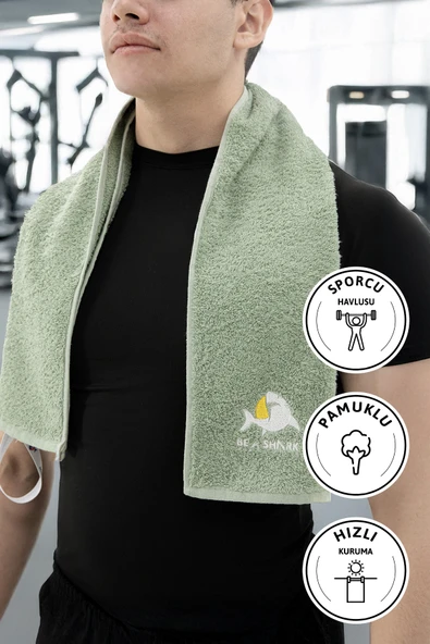 Sporcu Antrenman Havlusu Gym Fitness Plates Boks Tenis Spor Havlusu 105x30 Cm - Yeşil
