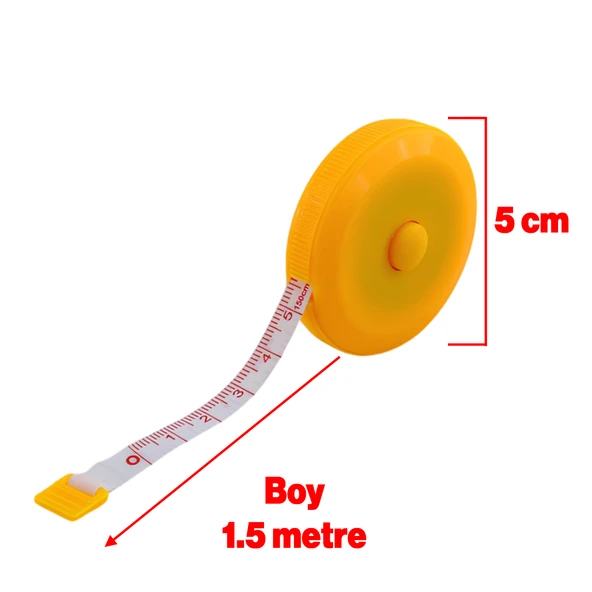 Basmalı Otomatik Metre 150 cm Mezura Makaralı Ölçüm Terzi Mezurası 1,5 Metre Diyetisyen Bel Bandı - 2