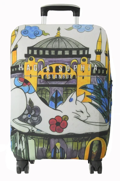 (My#121 Ayasofya / Hagia Sophia KEDİ) VALİZLER İÇİN KILIF SETİ (KABİN ORTA VE BÜYÜK) - 4