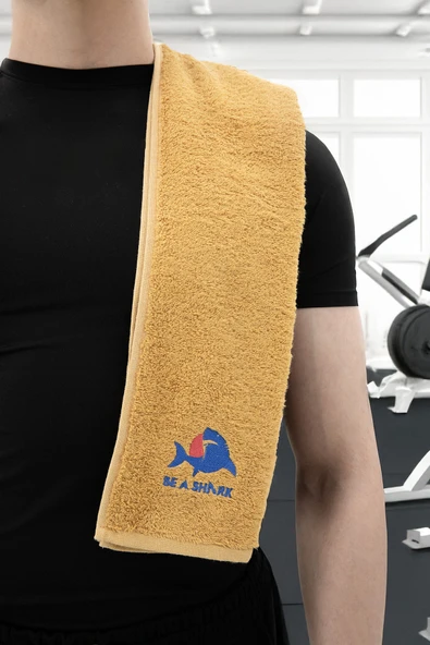 Sporcu Antrenman Havlusu Gym Fitness Plates Boks Tenis Spor Havlusu 105x30 Cm - Hardal - 2