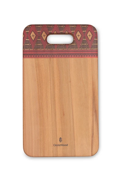 Yekpare Masif Ahşap Sunum Tahtası Kesme Tahtası Desenli Kayın Large - 4