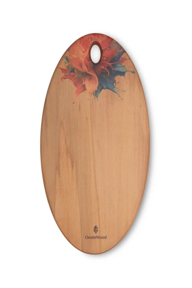 Yekpare Masif Ahşap Sunum Tahtası Kesme Tahtası Desenli Kayın Large - 2