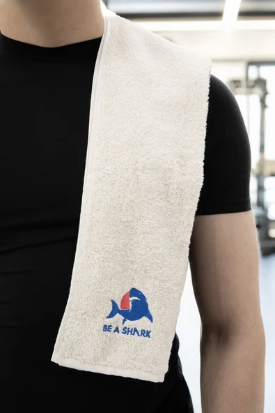 Sporcu Antrenman Havlusu Gym Fitness Plates Boks Tenis Spor Havlusu 105x30 Cm - Krem
