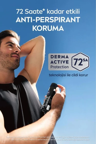 NIVEA MEN Erkek Sprey Deodorant Black&White Invisible Original 150ml, 72 Saat Anti-perspirant Ter Koruması - Resim 4