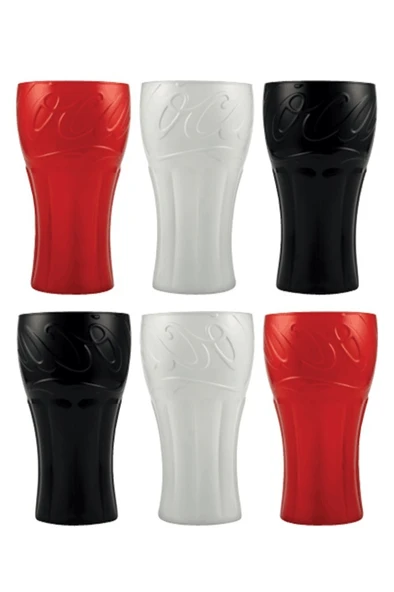 96613 3 Renk 6 Adet 350cc Cam Coca Cola Meşrubat Ice Tea Bardağı M1