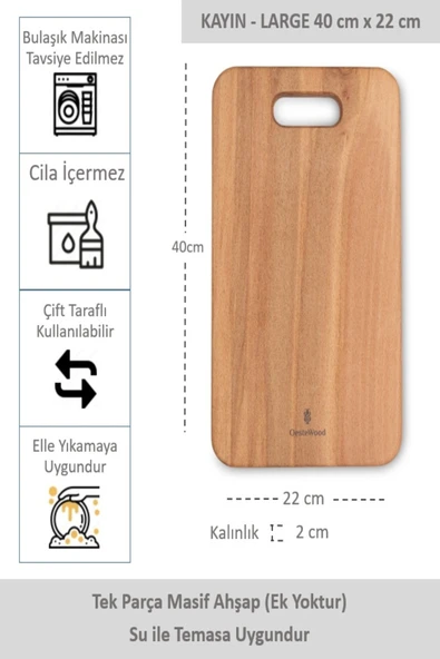 Yekpare Masif Ahşap Sunum Tahtası Kesme Tahtası Kayın Large