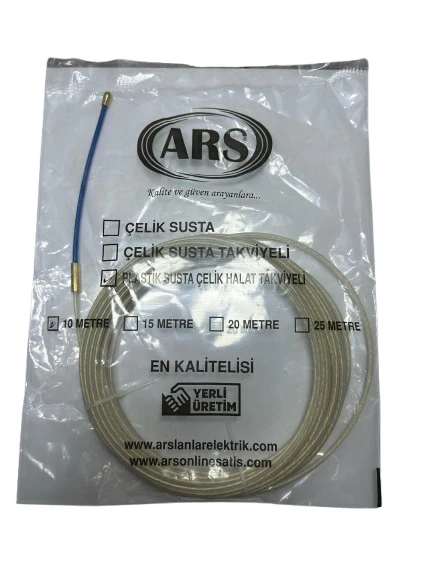 ARS 10 Metre Plastik Susta Çelik Halat Takviyeli