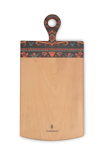 Yekpare Masif Ahşap Sunum Tahtası Kesme Tahtası Desenli Kayın Large - 2