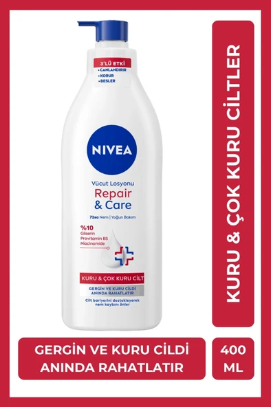 NIVEA Repair&care Yoğun Bakım Derinlemesine Nemlendirici Vücut Losyonu, 72 Saat Koruyucu,çok Kuru Ciltler ürün görseli
