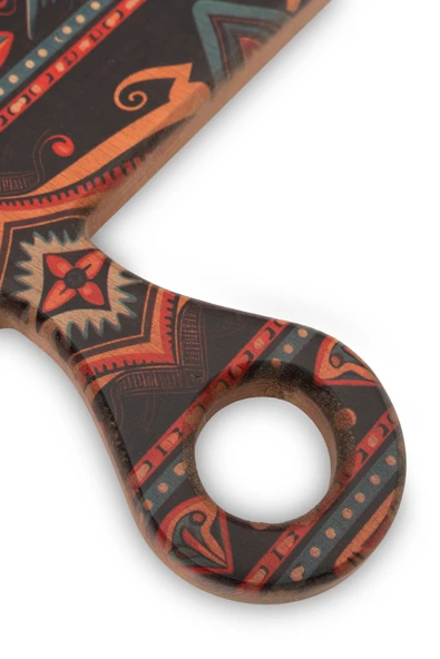 Yekpare Masif Ahşap Sunum Tahtası Kesme Tahtası Desenli Kayın Large - 3