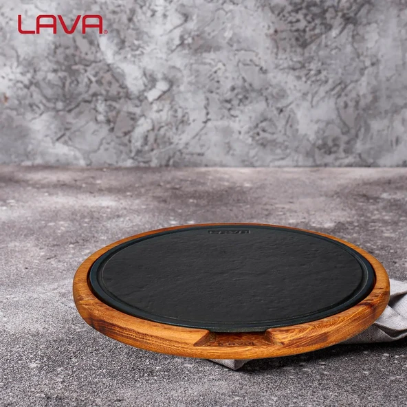 Lava Sıcak Servis Plaka Yuvarlak Ahşap Stand 26 Cm - Resim 5