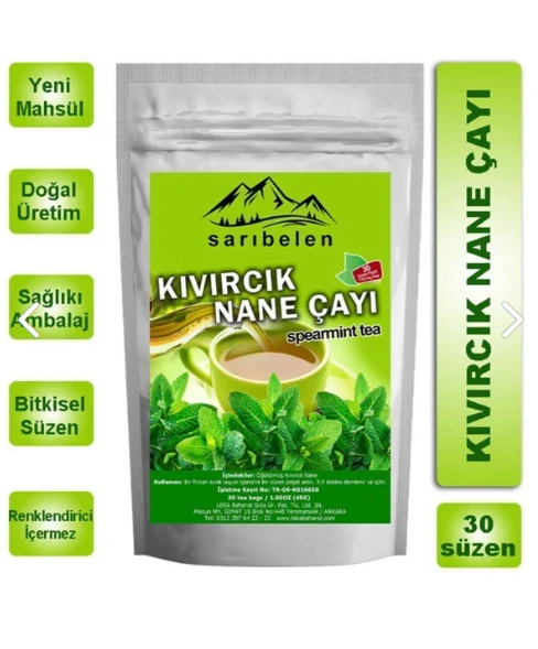 sarıbelen Kıvırcık Nane Çayı Spearmint Tea 45 g 30 Süzen Poşet