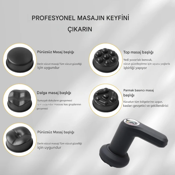 QASUL Taşınabilir Vücut Şekillendirme Makinesi Yağ Yakma Ve Masaj Aleti 5 Başlık Hediye - 6