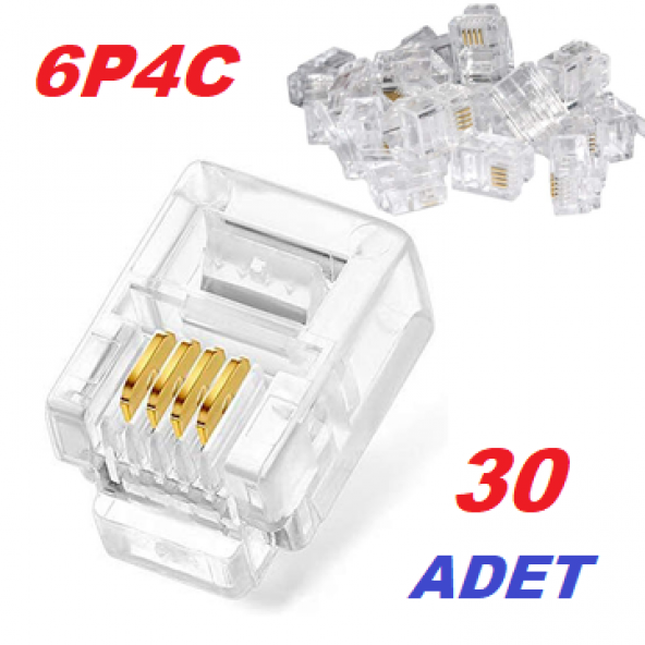 RJ11 JACK RJ-11 TELEFON SOKET UÇ KONNEKTÖR 6P4C 2 HAT JAK UÇ 30 lu PAKET - 1