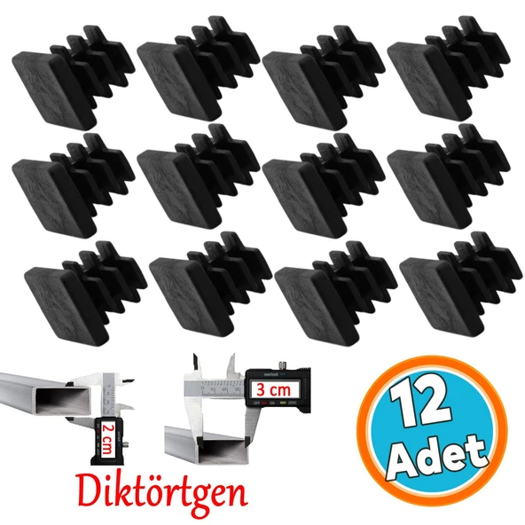 Sandalye Masa Sehpa Ayak Tapası Tıpa Papuç Takoz Diktörtgen 20x30 mm Parke Zemin Koruyucu 12 Adet