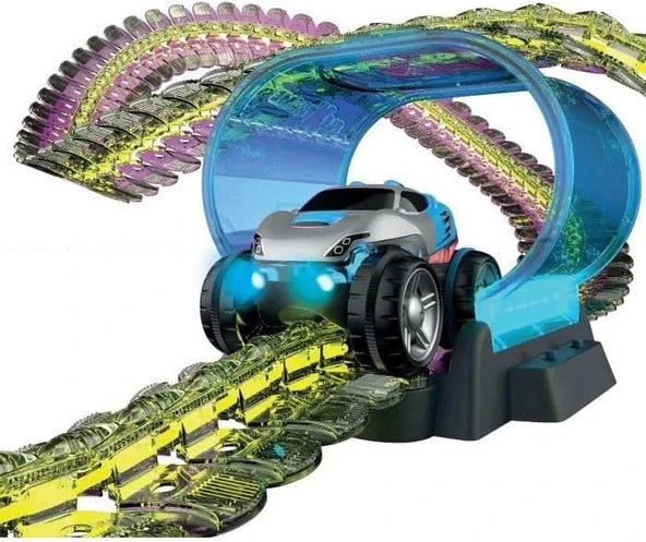 Smoby, 180917, FleXtreme Neon Oyun Seti, Yarı Saydam, Işıklı, 2.60m Uzunlukta Pist, Elektronik Tünel, Pilli, FleXtreme N - 2