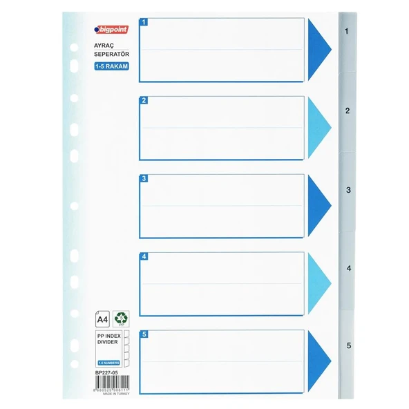 BIGPOIN SEPERATOR  PLASTIK A4 1-5 RAKAM (227-05)