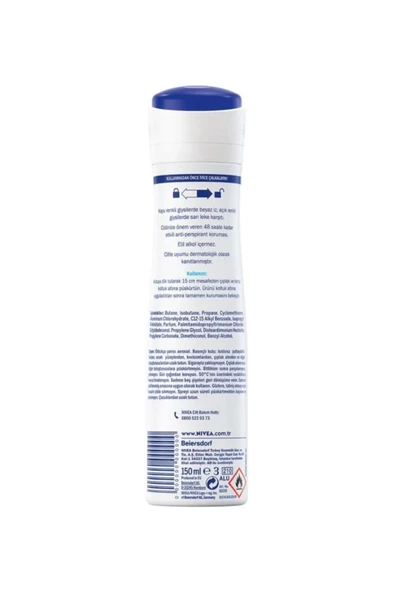 NIVEA Kadın Sprey Deodorant Black&white Invisible Pure 150ml, 48 Saat Anti-perspirant Ter Koruması - 2