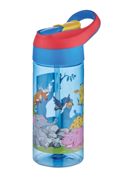 Vagonlife 500ml Tritan Kalın Pipetli Çocuk Okul Su Matarası Köpekli