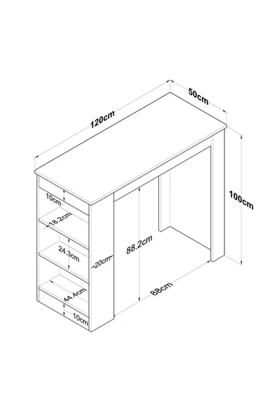 Dekorfim Amsterdam Bar Masası 3 Raflı Yüksek Mutfak Yemek Masası - Resim 4