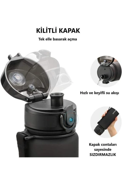 Uzspace Tritan Matara 800ml Zeytin Yeşili 3053-7 - 2