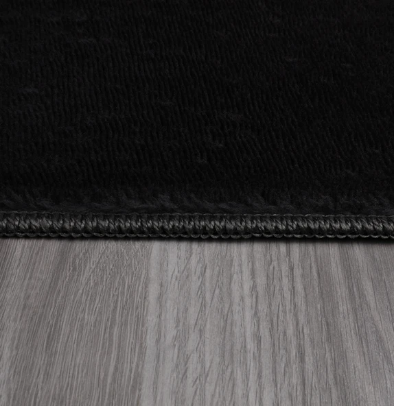 Simirna Ponpon Saçaklı Peluş Yıkanabilir Kaymaz Banyo Paspası 2'li Klozet Takımı Antrasit - 4