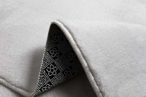 Simirna Ponpon Saçaklı Peluş Yıkanabilir Kaymaz Banyo Paspası 2'li Klozet Takımı Krem - 4