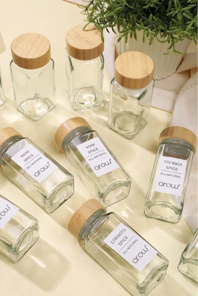 Arow Baharatlık Bambu Kapak Etiketli 12 Li Tr-6030 - Resim 2