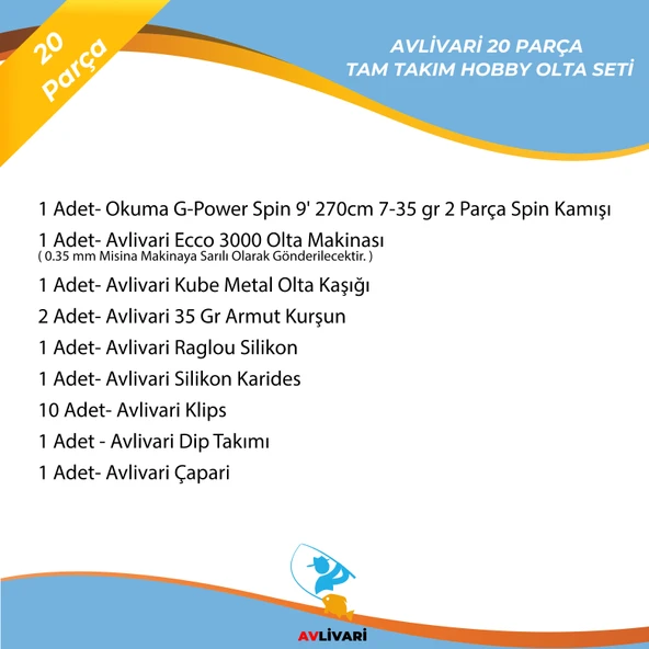 Okuma G-Power Spin 9' 270cm 7-35 gr 2 Parça Spin Kamışı ve Avlivari Ecco 3000 Spin Olta Makinesi Tam Takım Kıyı Hobi Olta Seti - 2