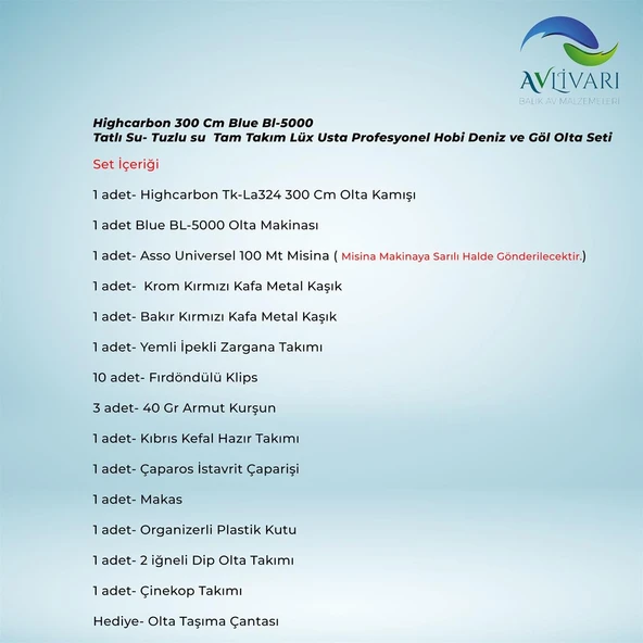 Highcarbon 300 Cm Blue Bl-5000   Tatlı Su- Tuzlu su  Tam Takım Lüx Usta Profesyonel Hobi Deniz ve Göl Olta Seti - Resim 5