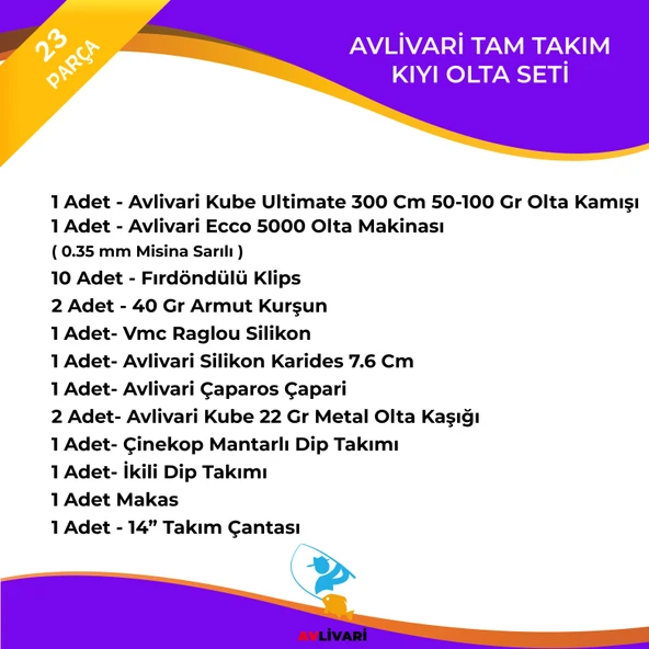 Avlivari Kube Ultimate 300 Cm 50-100 Avlivari Ecco 5000 Olta Makinası  Tam Takım Lüx Usta Profesyonel Hobi Göl ve Deniz Olta Seti - 2