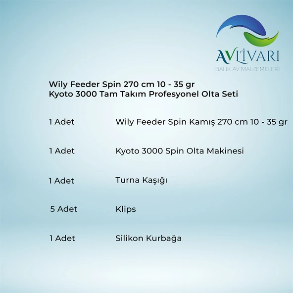 Wily Feeder Spin 270 cm 10 - 35 gr Kyoto 3000 Tam Takım Profesyonel Tatlı Su Olta Seti - 6