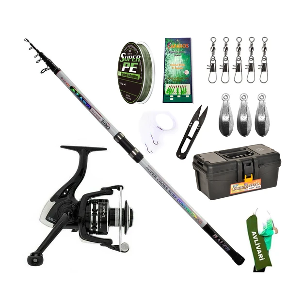 Bauer Azard 390 CM 100-200 Gram - Avlivari Yourfish SuperX Metal Kafa 14BB 6000 Lüx Profesyonel Hobi Kıyı Surf Olta Seti ürün görseli 1