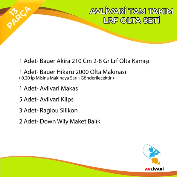 Bauer Akira 210 Cm 2-8 Gr Lrf Olta Seti - Bauer Hikaru 200 Olta Makinası Tam Takım Hobi Usta Lrf Olta Seti - 2