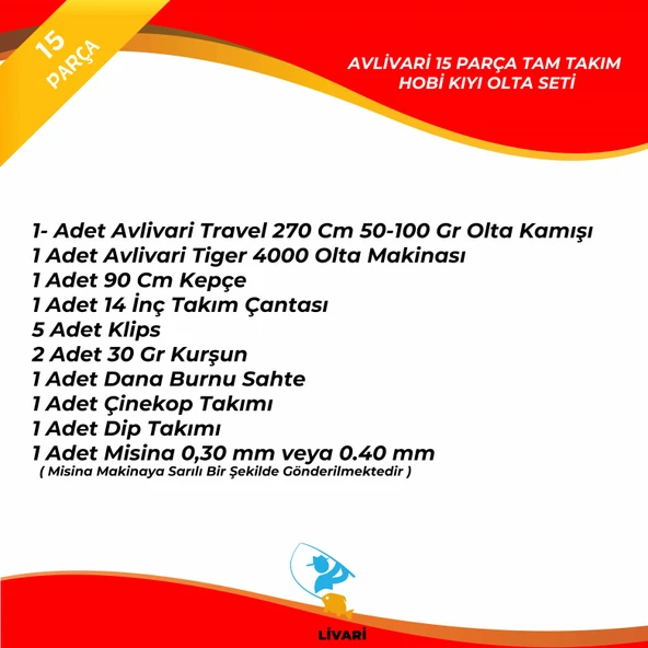 Avlivari Travel 270 Cm 50-100 Cm -Tiger 4000 lik Olta Makinası Tam Takım Hobi Kıyı Olta Seti - 2