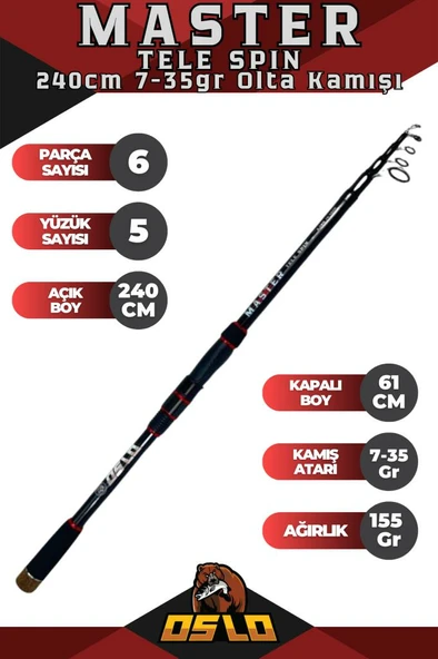 Oslo Master  240cm 7-35 gr Tele Spin Olta Kamışı