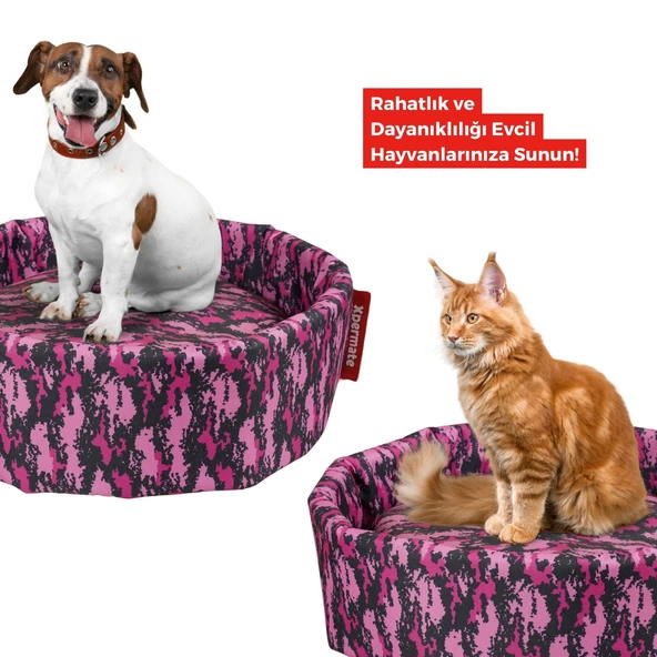 XPERMATE Sünger Simit Köpek Yuvası Küçük Irk Köpek Yatağı Ve Kedi Yatağı 45 CM Kamuflaj - 3