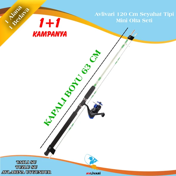 Avlivari 120 Cm Seyahat Tipi Mini Olta Seti 1+1 Kampanyalı - 2