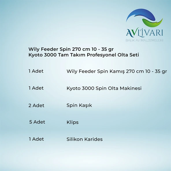 Wily Feeder Spin 270 cm 10 - 35 gr Kyoto 3000 Tam Takım Profesyonel Olta Seti - 6
